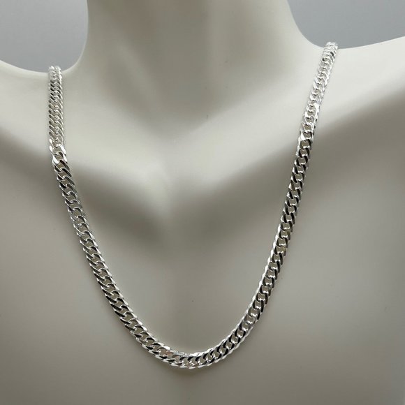 Silver/Gold 22" Miami Cuban Double Curb Chain - 925 Italy - Mens/Ladies/Unisex - Picture 5 of 11